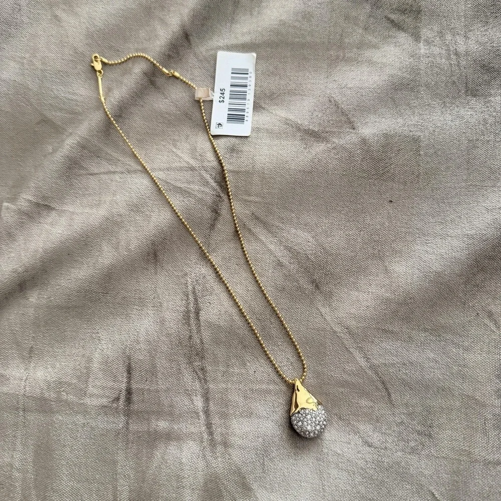 Alexis‎ Bittar Solanales Necklace Teardrop Pendant Pave Crystal Gold Tone 18